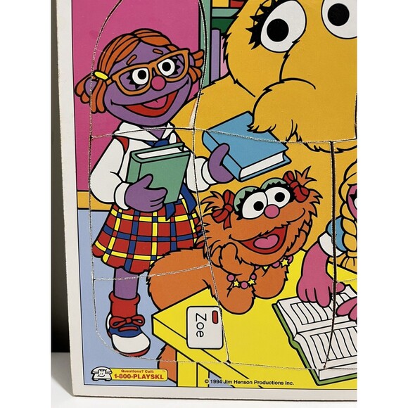 Vintage Wooden Playskool Tray Puzzles Sesame Street Mr. Snufflepagus Zoe 1994 - Picture 5 of 6